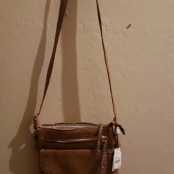 VR NYC Zip Closure Whipstitch Trim Flap Crossbody - Picture 4 of 7